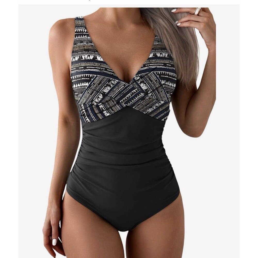 Eomenie Women's One Piece Swimsuit Tummy Control Ruched Push Up Bathing Suit XL
